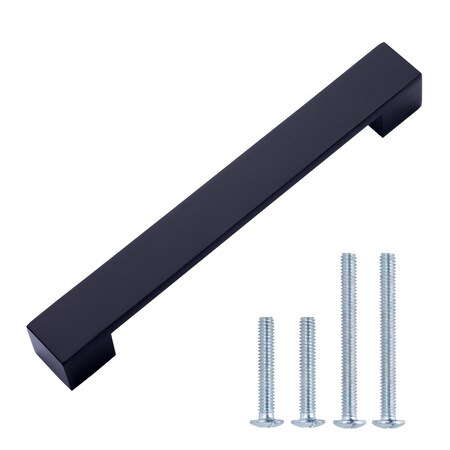 South Main Hardware Short Modern Cabinet Handle, 8.94" Length (7.56" Hole Center), Flat Black, 10PK SH205-FB-10